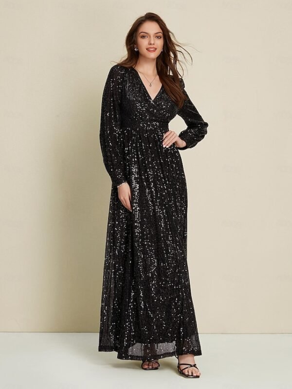 Black Sequin Party/Wedding Guest V Neck Long Sleeve Maxi Dress dress to impress 2024 Ador Black 2025 $89.00 XS S M L XL 2XL 3XL 4XL