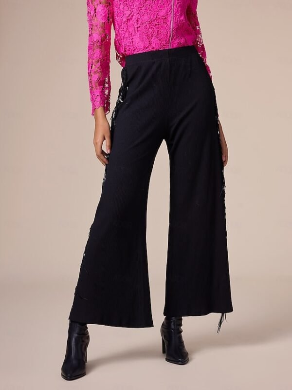 Cotton Black Tassel Wide Leg Maxi Pants Ador Black 2025 $35.00 XS S M L XL 2XL 3XL 4XL