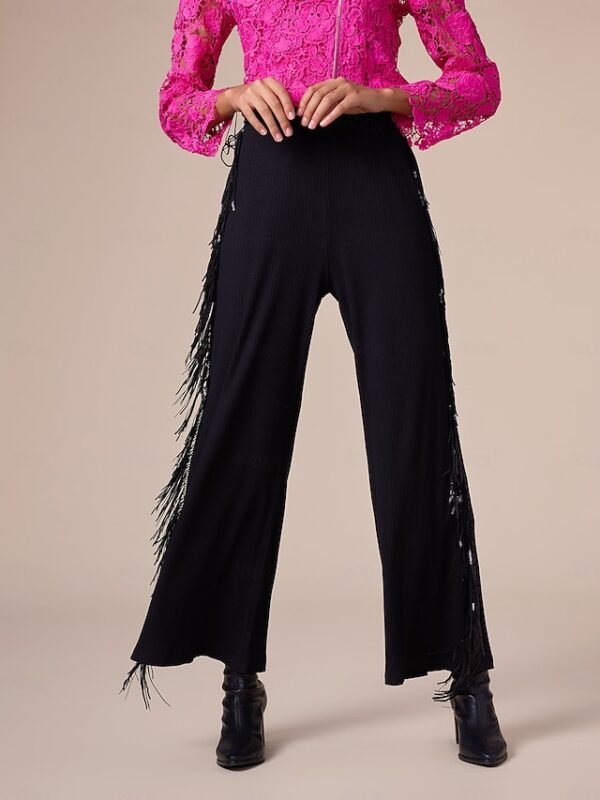 Cotton Black Tassel Wide Leg Maxi Pants Ador Black 2025 $35.00 XS S M L XL 2XL 3XL 4XL