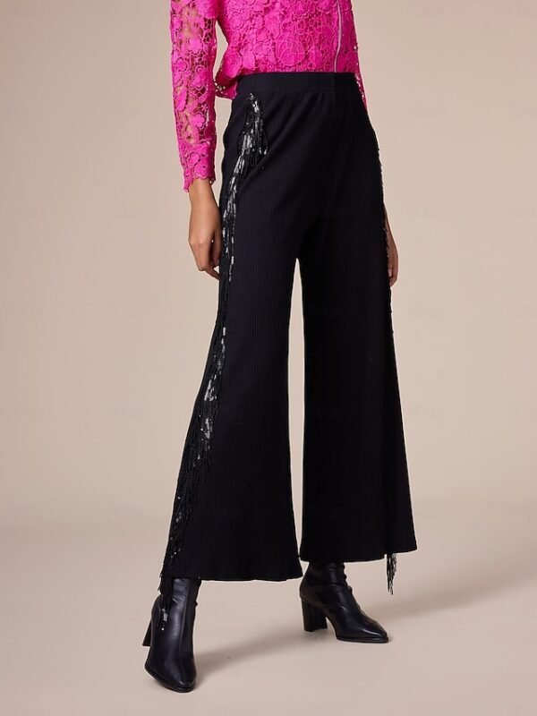 Cotton Black Tassel Wide Leg Maxi Pants Ador Black 2025 $35.00 XS S M L XL 2XL 3XL 4XL