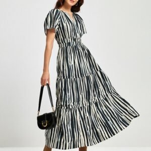 Cotton Chic Short Sleeve Striped Maxi Skirt Ador Black And White 2025 $73.00 XS S M L XL 2XL 3XL 4XL