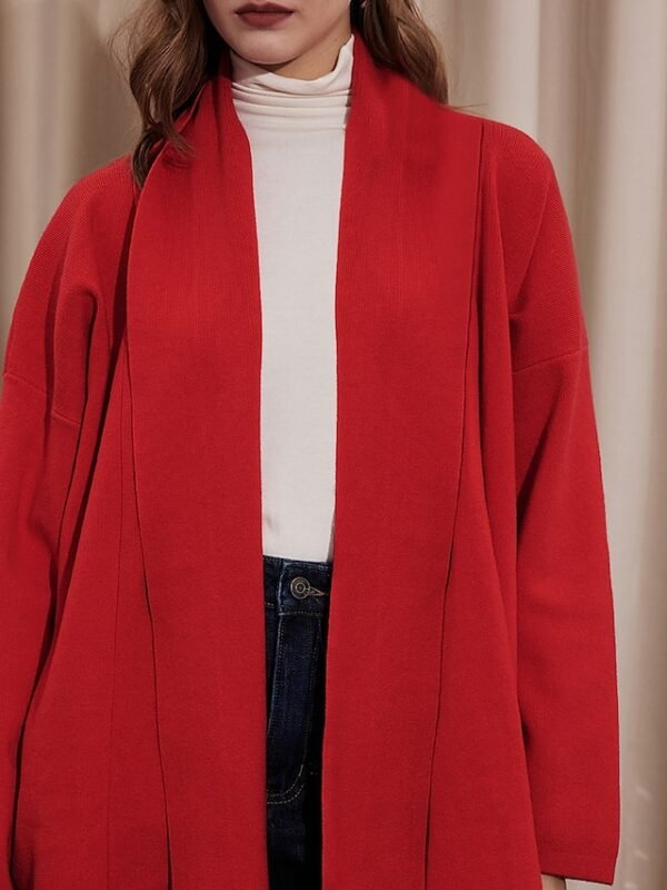 Polyester Ribbed Knit Cardigan Solid Long Sleeve Ador Red 2025 $45.00 XS S M L XL 2XL 3XL 4XL