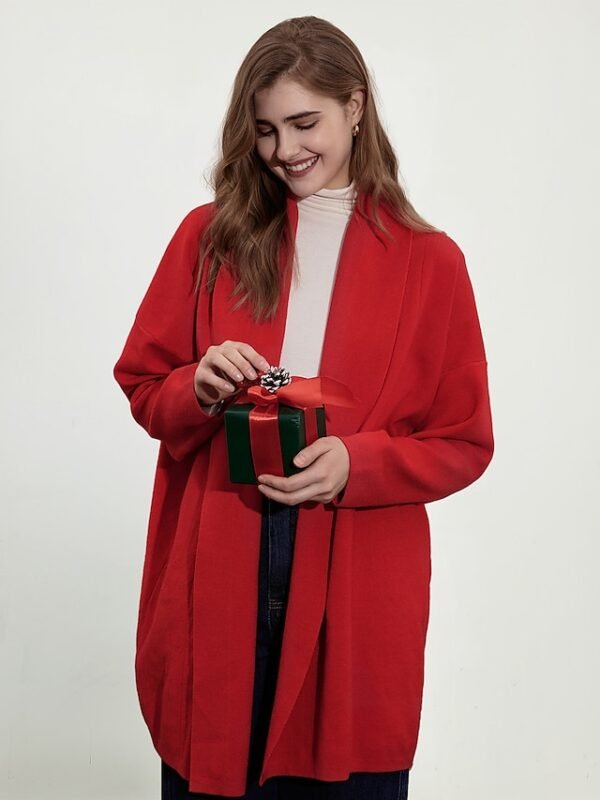 Polyester Ribbed Knit Cardigan Solid Long Sleeve Ador Red 2025 $45.00 XS S M L XL 2XL 3XL 4XL