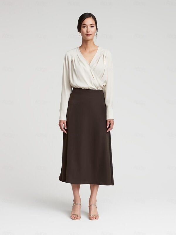 Satin Midi Slip Skirt Ador Brown 2025 $35.00 XS S M L XL 2XL 3XL 4XL